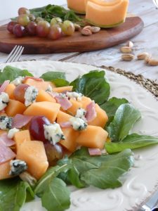 melon arugula and roquefort salad