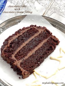 chocolate cake with chocolate cream filling